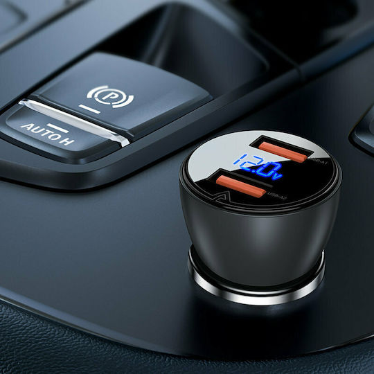 Acefast B7 Car Charger 45W 3A Fast Charging with Ports 2xUSB Black Color