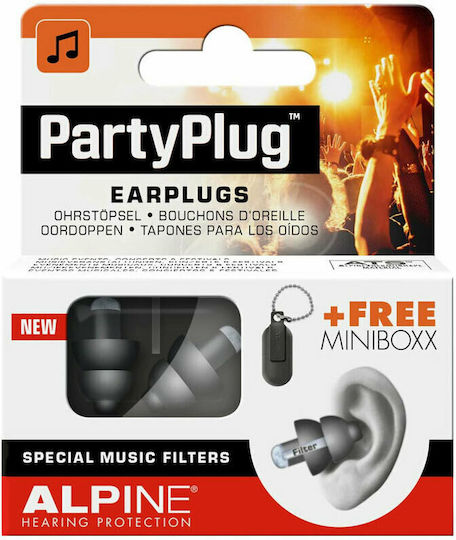 Alpine PartyPlug Ωτοασπίδες 2τμχ σε Μαύρο Χρώμα 111.21.652