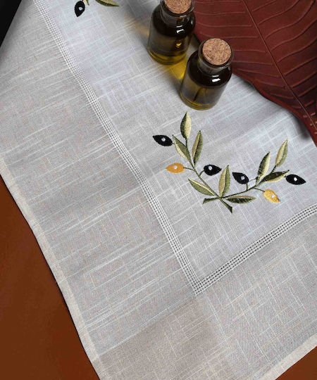 Silk Fashion Rotunda Bg23a with Embroidery Ivory with Yellow Olive Width 220cm
