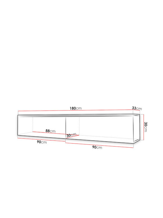 Έπιπλο Τηλεόρασης Dalia Plus Λευκό Μ180xΠ33xΥ30cm