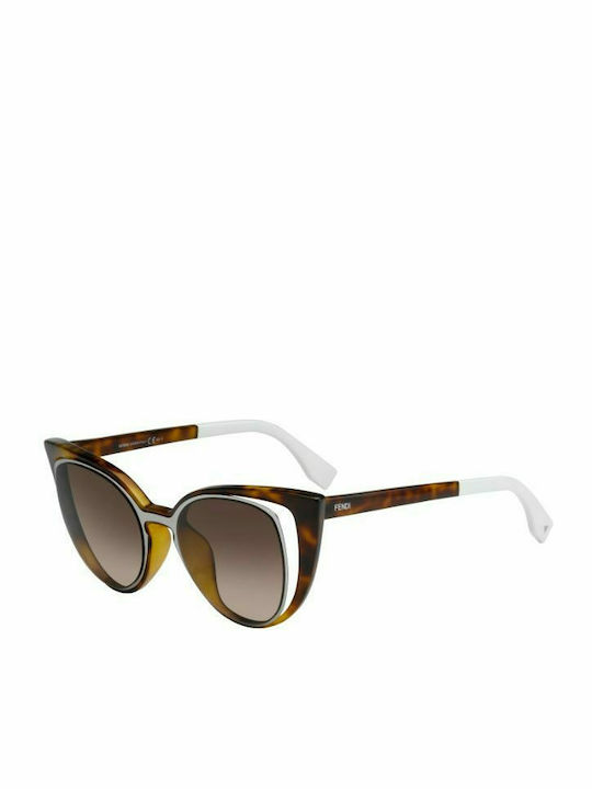 Fendi Women's Sunglasses with Brown Plastic Frame and Brown Gradient Lens FF 0136/S NY2/J6