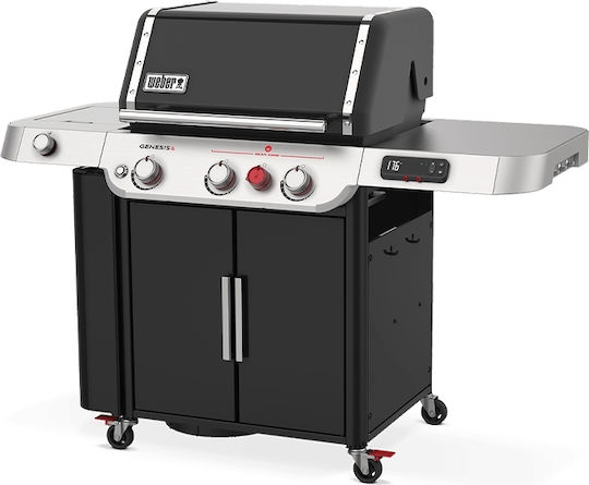 Weber Genesis EX-335 Ψησταριά Υγραερίου Μαντεμένιας Σχάρας 68x48εκ. με 3 Εστίες 11.43kW και Πλαϊνό Μάτι 3.52kW