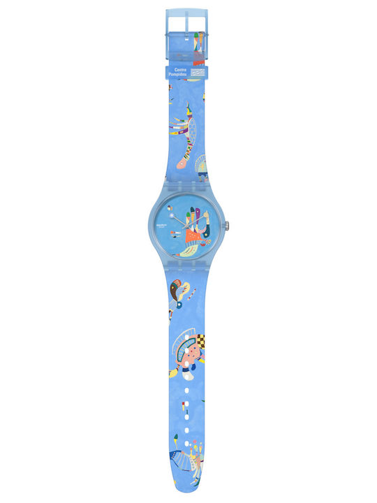 Swatch Blue Sky By Vassily Kandinsky Ανδρικό Ρολόι 41mm Μπαταρίας με Μπλε Καουτσούκ Λουράκι