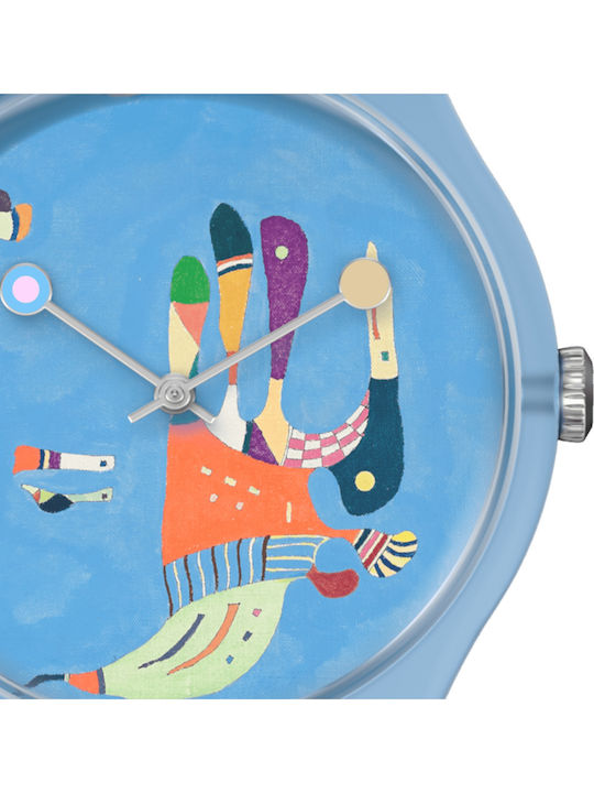 Swatch Blue Sky By Vassily Kandinsky Ανδρικό Ρολόι 41mm Μπαταρίας με Μπλε Καουτσούκ Λουράκι