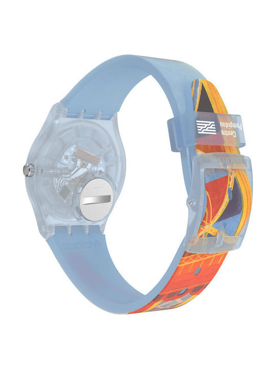 Swatch Eiffel Tower By Robert Delaunay Ανδρικό Ρολόι 34mm Μπαταρίας με Μπλε Καουτσούκ Λουράκι