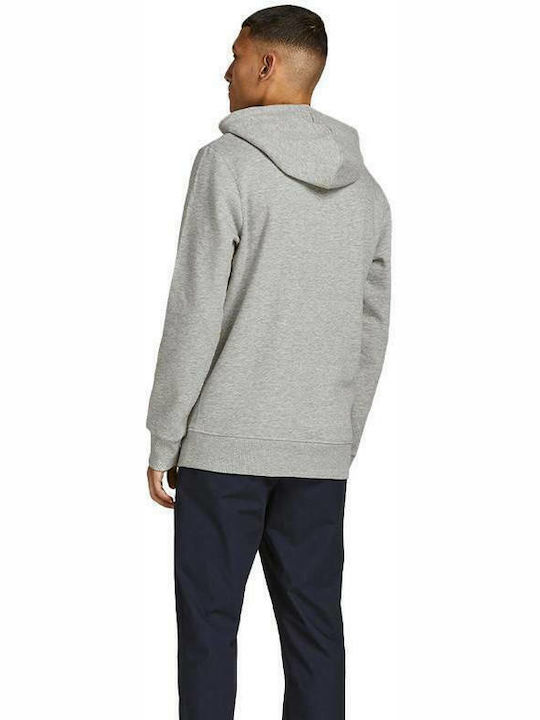 Jack & Jones Herren Sweatshirt mit Kapuze und Taschen Light Grey Melange