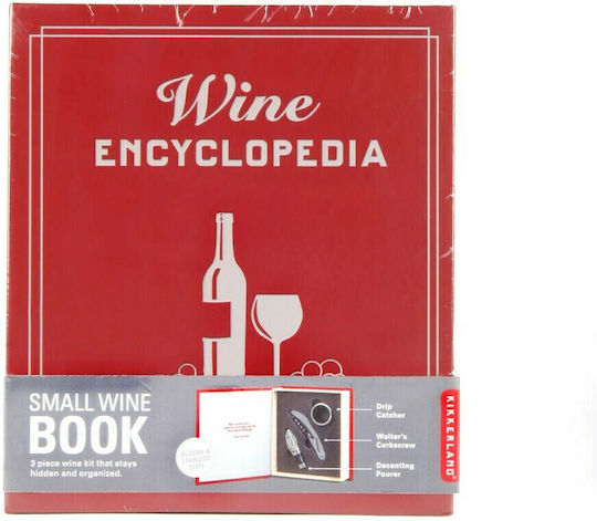Kikkerland Wine Encyclopedia Small Book Комплект аксесоари за вино 3бр BA79-S