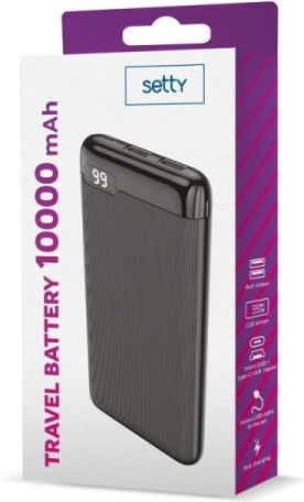Setty Power Bank 10000mAh 10W με 2 Θύρες USB-A Μαύρο