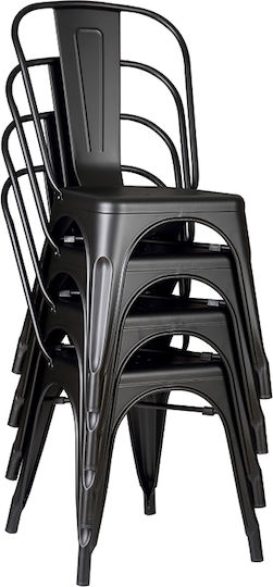 Scaun de exterior Metalic Texas Șah mat negru 51.5x45x84cm