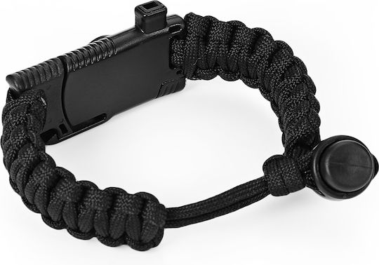 Gameit Outdoor Adjustable Multifunctional Βραχιόλι Επιβίωσης με Σφυρίχτρα & Πυξίδα Μαύρο