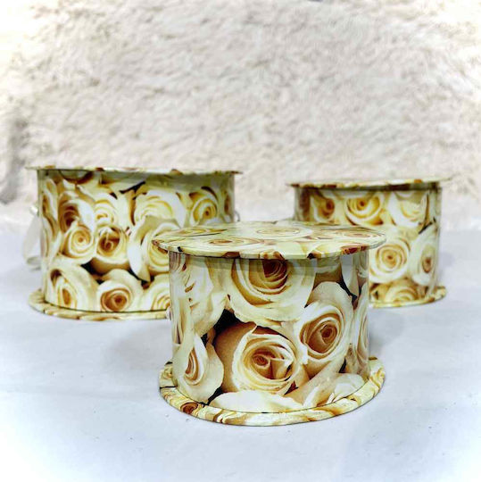 JK Home Decoration Roses are White Paper Box for Gift Beige 3pcs