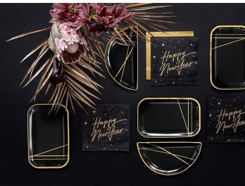 Happy New Year Napkins Black 33x33cm 20pcs
