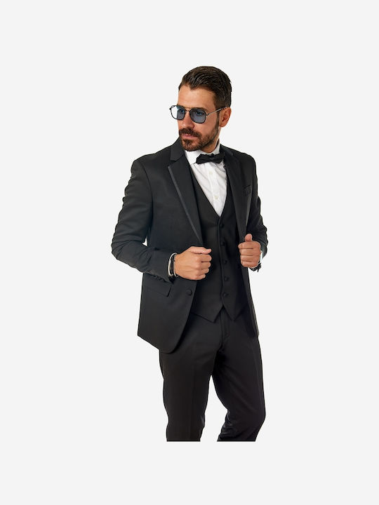 Sogo Ανδρικό Κοστούμι με Κανονική Εφαρμογή Μαύρο