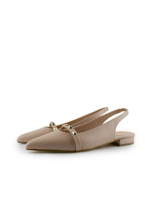 Stefania Δερμάτινες Γυναικείες Μπαλαρίνες Slingback Nude