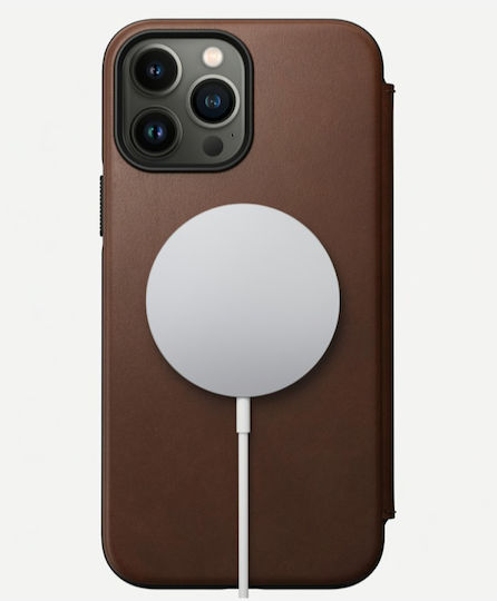 Nomad Rugged Rustic MagSafe Book Δερμάτινο 0.75mm Καφέ (iPhone 13 Pro)