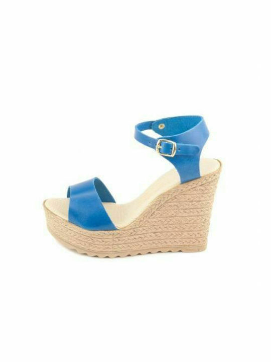 Leather Platforms Model 20-15 Blue Open Blue