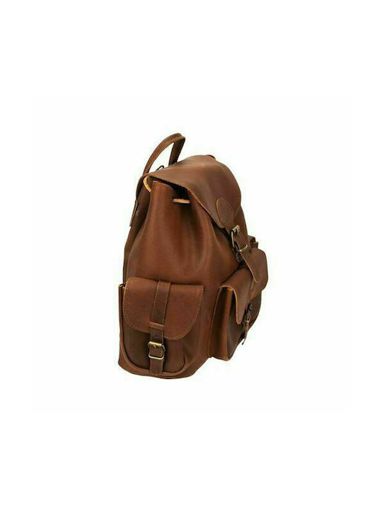 Leather Backpack Backpack Kouros Model 402 Brown Leather Crust