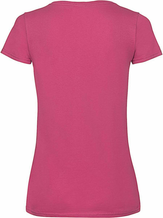 Fruit of the Loom Valueweight V Τ Femeiesc Tricou Promotional Mânecă Scurtă în Fuchsia Culore