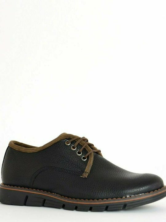 Nice Step Leder Herren Freizeitschuhe Schwarz