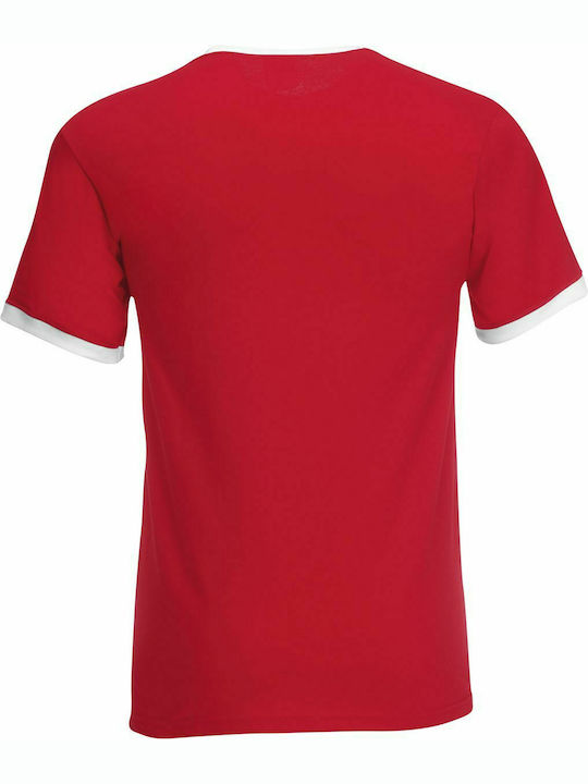 Fruit of the Loom Valueweight Ringer T Ανδρικό Διαφημιστικό T-shirt Κοντομάνικο Red/White