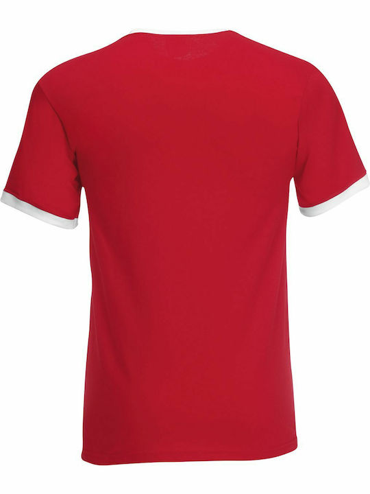 Fruit of the Loom Valueweight Ringer T Ανδρικό Διαφημιστικό T-shirt Κοντομάνικο Red/White