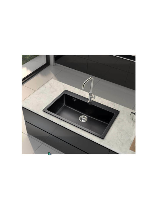 Schock Cristalite Manhattan 110-30080-1401 Drop-In Spüle aus Verbundgranulat B79xT50cm Nero