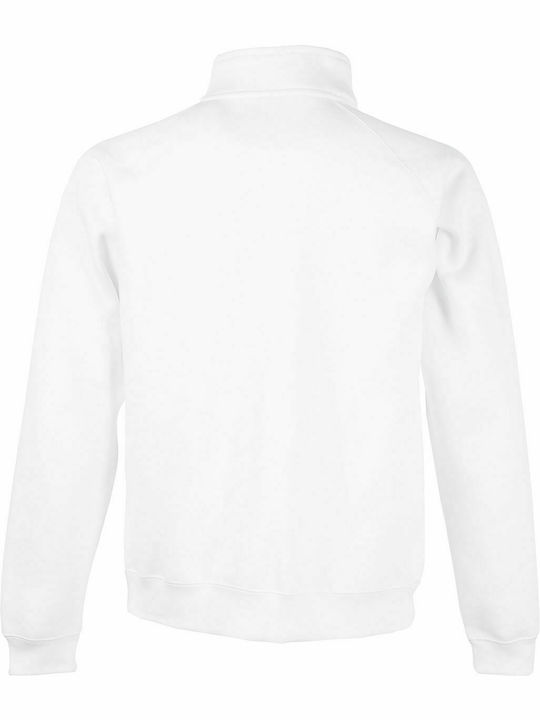 Fruit of the Loom Classic Zip Neck Men's Long Sleeve Promotional Blouse White