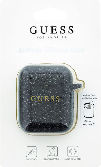 Guess Silicone Case Case Silicone with Hook Black Shine for Apple AirPods 1 / AirPods 2