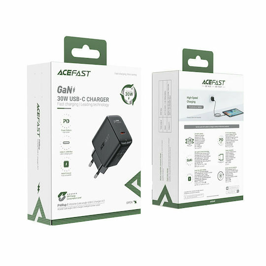 Acefast Φορτιστής Χωρίς Καλώδιο GaN με Θύρα USB-C 30W Power Delivery Μαύρος (A21)