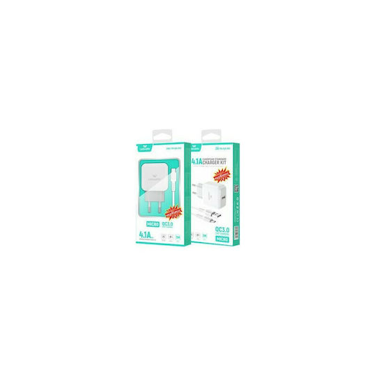 Leewello с USB-A порт и кабел micro USB 18W Бял (CDQ-100 + SJX-202)
