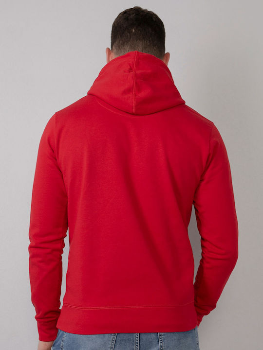 Petrol Industries Herren Sweatshirt mit Kapuze und Taschen Rot