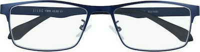 Silac 7306 Men's Reading Glasses +2.00 Blue Metal 7306