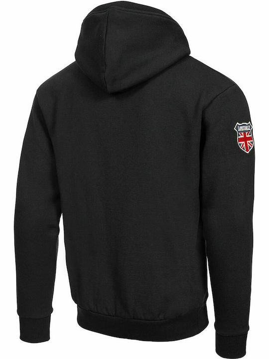 Lonsdale London Exminster Herren Sweatshirt mit Kapuze und Taschen Schwarz