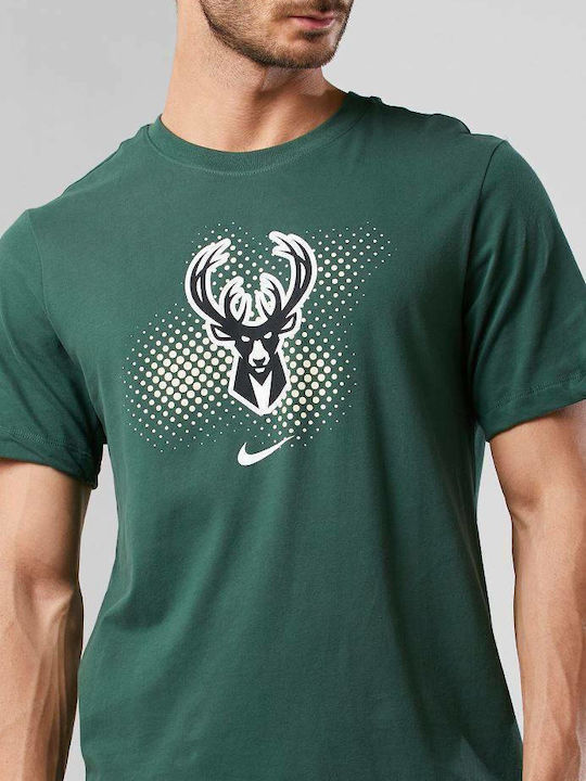 Nike Milwaukee Bucks Αθλητικό Ανδρικό T-shirt Dri-Fit Fir με Στάμπα