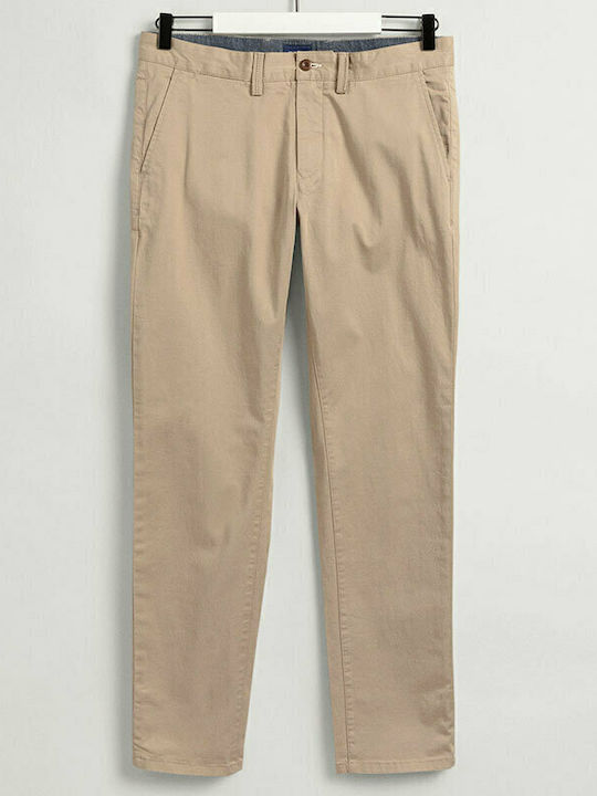 Trousers Chino Elastic in Slim Fit Dark Khaki