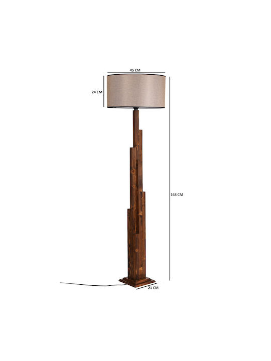 Tower Vintage Floor Lamp H168xW45cm. with Socket for Bulb E27 Beige