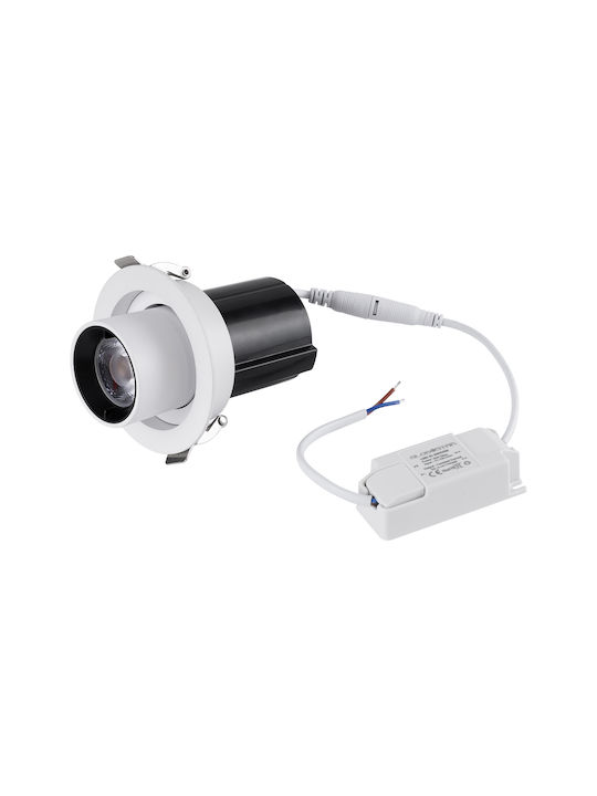 GloboStar Virgo-S Μονό LED Θερμό Λευκό Σποτ σε Λευκό Χρώμα