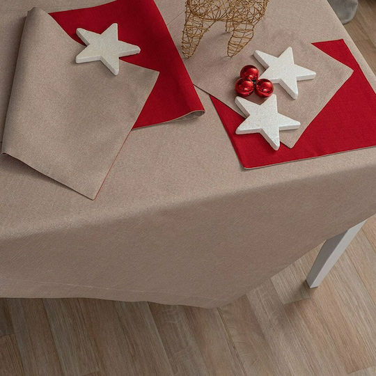 Palamaiki Weihnachtlich Tischtuch Quadrat Stoff Beige L85xB85cm.