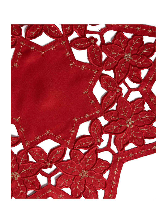 Silk Fashion Christmas Tablecloth Fabric Red L140xW140cm.