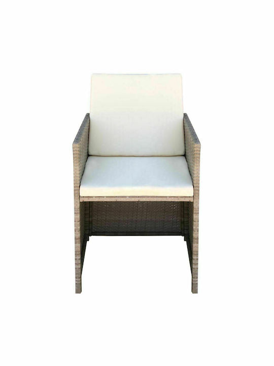 vidaXL Outdoor Chair Rattan Beige / Cream with Cushion 2 Pieces 52x56x85cm