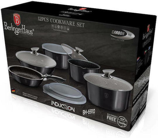 Berlinger Haus Metallic Line Kochgeschirr-Set aus Aluminium Carbon Pro mit Steinbeschichtung 5-teilig