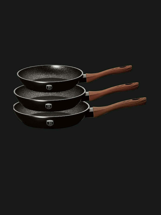 Berlinger Haus Ebony Rosewood Collection Pans Set of Aluminum with Stone Coating Ebony Rosewood 3pcs