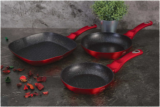 Berlinger Haus Metallic Line Pfannen-Set aus Aluminium Burgundy Collection mit Steinbeschichtung 3 Stück