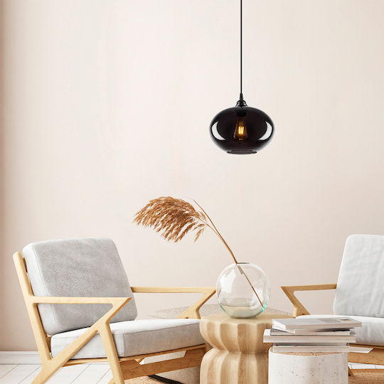 Opviq Smoked Adjustable Pendant Light Black with Socket E27 27x27x120cm