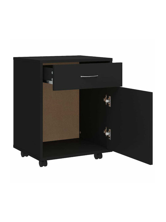 vidaXL Office Cabinet Wooden with Wheels Black 45x38x54cm