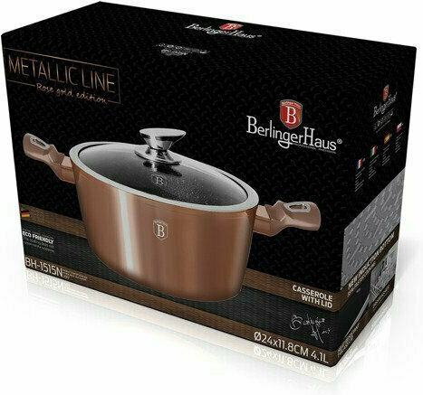Berlinger Haus Metallic Line Дълбока Тенджера от Алуминий 2.5лт / 20см Rose Gold