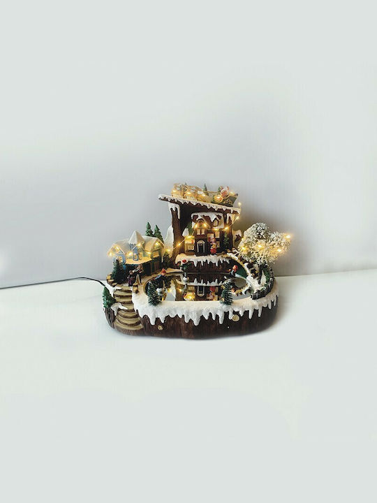 Aca Christmas Illuminated Decorative Village with Battery with Music and Movement 32x24x23cm.