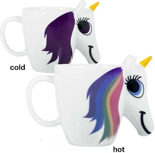 Gadget Master Tasse, die die Farbe ändert in Einhornform Wärmewechsel Becher Keramik Weiß 300ml