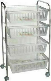 Sidirela Küchenwagen Metallisch Silber 4 Steckplätze 46x35x87cm