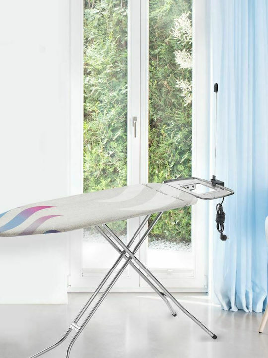 Vileda Reflect Plus M Bügelbrett für Dampfbügeleisen Zusammenklappbar mit Steckdose Gray 120x38cm